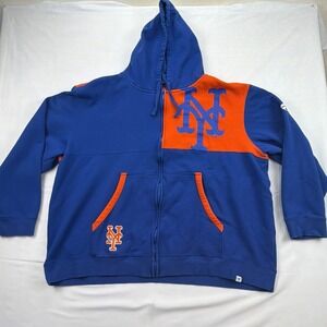 New York Mets MLB Full Zip Hoodie Big and Tall 4XLB Blue Orange Fanatics